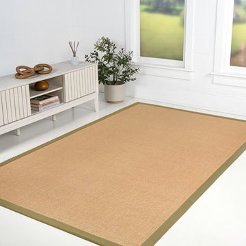Camden Farmhouse Cottage Border Jute Area Rug